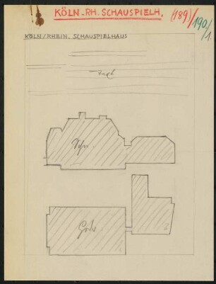 Schauspielhaus, Köln: Layout-Skizze, drei Seiten