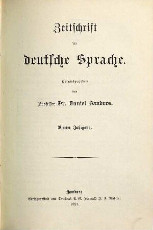 Zeitschrift für deutsche Sprache. 4. 1891