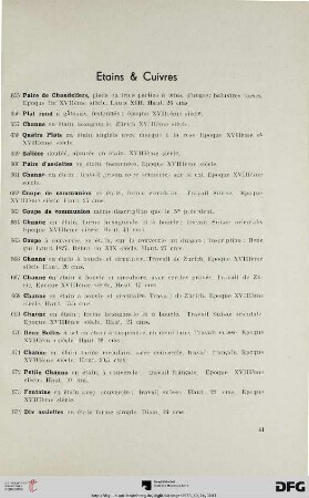 Etains & Cuivres (Nr. 655-686)