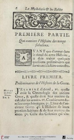 Livre premier. Préliminaires de l’Histoire de la Grece