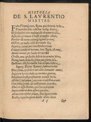 Historia De S. Laurentio Martyre.