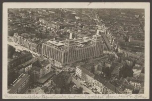 Ansichtskarte Karstadt-Gebäude aus der Vogelperspektive, Hermannplatz [3/4]