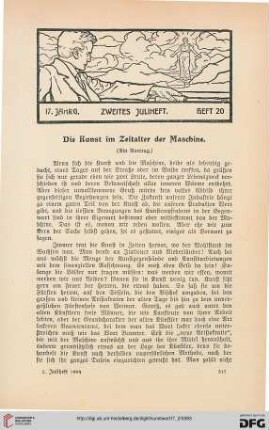 Die Kunst im Zeitalter der Maschine: (ein Vortrag)