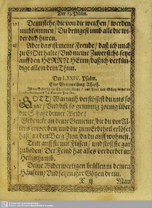 Der LXXIV. Psalm