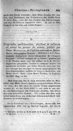 Geographie mathématique, physique et politique de toutes les parties du monde / publiée par Edme Mentelle; Malte Brun. - Paris : Tardieu ; Laporte, 1804