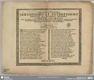 Anagramma summa animi devoti observantia oblatüm ... Johanni Georgio, Duci Saxoniae ...