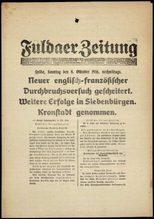 Ausgabe vom Sonntag, den 08. Oktober 1916.