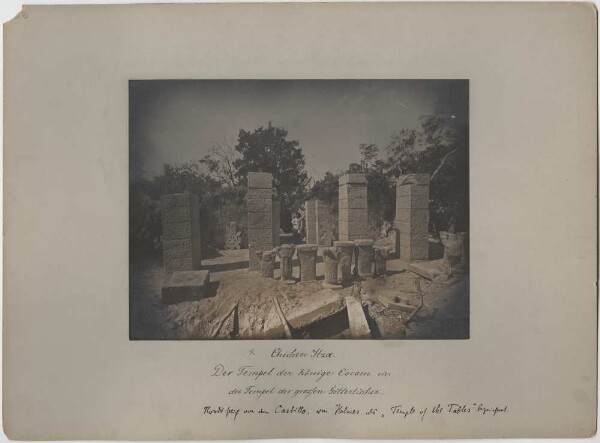 "Templo de las Mesas (according to Holmes). (Northeast of the Castillo) (With expedition member)."