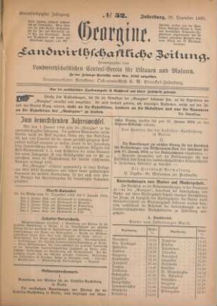 Einundsechzigster Jahrgang. No. 52. Insterburg, 28. Dezember 1893.