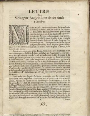 Lettre d'un Voyageur Anglois à un de ses Amis à Londres