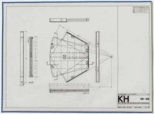 Forschungsprojekt Kunststoffhäuser (nicht realisiert) – K1, Deckenelement von Korpus 20: Ansicht, Schnitte