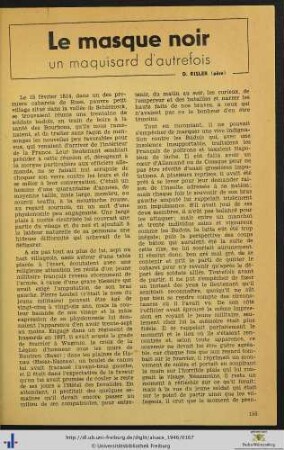 Le masque noir un maquisard d'autrefois.