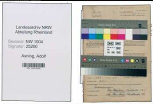 Entnazifizierung Adolf Axning , geb. 21.04.1896 (Arbeiter)