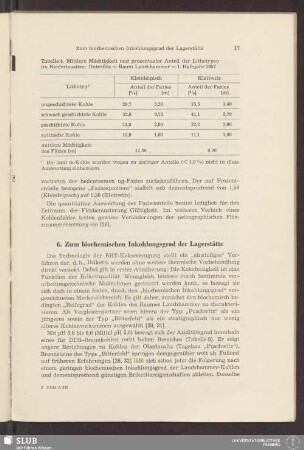 6. Zum biochemischen Inkohlungsgrad der Lagerstätte