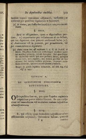 Titulus V. De Officiorum Publicorum Diversitate.