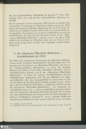 V. Die Allgemeine Öffentliche Bibliothek - Kreisbibliothek (ab 1952)