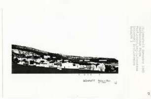 Dorfzentrum, Euböa-Styra (Diplomarbeit bei Bernhard Hermkes): Schnitt Nord-Süd 1:200