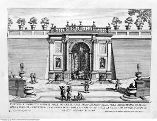Le fontane di Roma nelle piazze e luoghi publici della città con li loro prospetti come sono al presenteBand 2: Le fontane delle ville di Frascati, nel Tusculano con li loro prospetti. [s.a.] - disegnate, et intagliate da Gio. Battista Falda. Data in luce con direttione, e cura di Gio. Giacomo de RossiLibro 2Tav. 3: Frascati, Villa Aldobrandini, parco