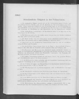 Anlage I. Schulärztliche Tätigkeit in den Volksschulen.
