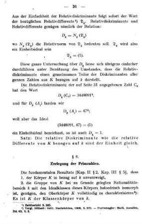 § 6. Zerlegung der Primzahlen.