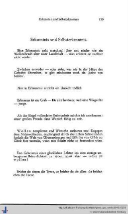 Erkenntnis und Selbsterkenntnis.