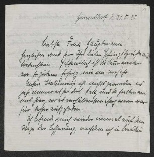 Brief von Margarete Kreutz an Margarete Hauptmann