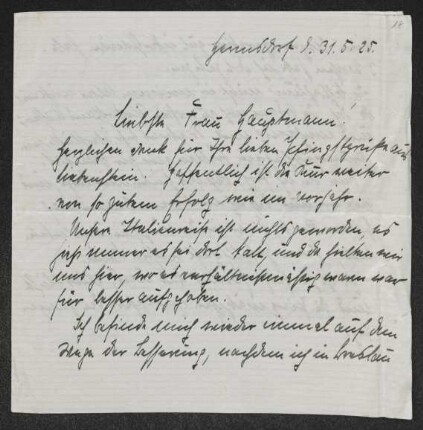 Brief von Margarete Kreutz an Margarete Hauptmann