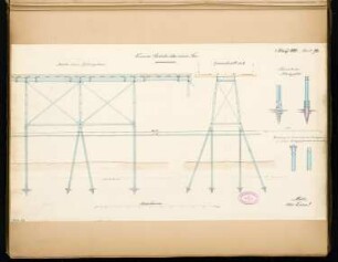 Brücke über einen See Monatskonkurrenz März 1880: Längsschnitt, Querschnitt 1:50; Details 1:20; 2 Maßstabsleisten