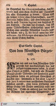 Das fünfte Capitel. Von dem Römischen Bürgerrecht