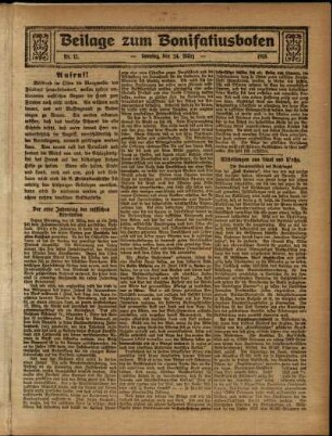 Zweite Ausgabe vom Sonntag, den 24. März 1918.