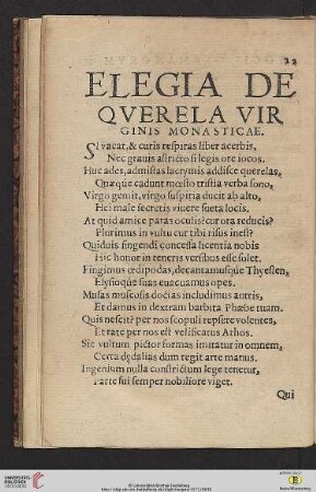 Elegia de qverela virginis monasticae