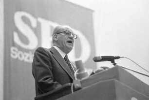 SPD-Wahlkampfveranstaltung zur Landtagswahl Baden-Württemberg am 4. April 1976 mit dem Fraktionsvorsitzenden Herbert Wehner
