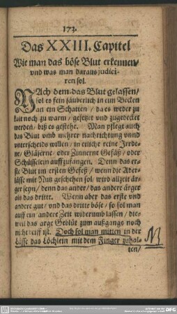 Das XXIII. Capitel Wie man das böse Blut erkennen, und was man daraus judiciren sol