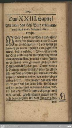 Das XXIII. Capitel Wie man das böse Blut erkennen, und was man daraus judiciren sol