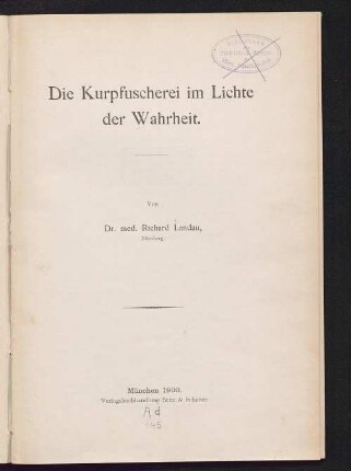Die Kurpfuscherei im Lichte der Wahrheit