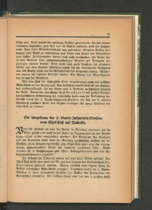 Die Umgehung der 3. Garde=Infanterie=Division vom Ufzok=Paß auf Tucholka.