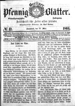 No. 12, Sonnabend, den 19. März 1866