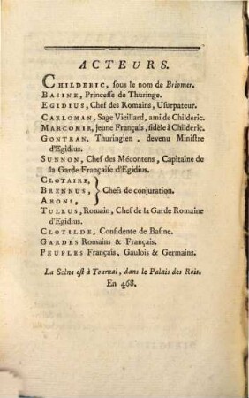 Childeric premier, roi de France : drame héroique, en 3 actes