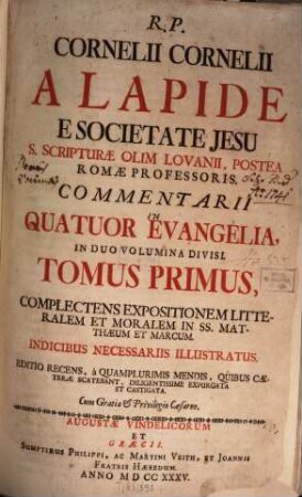 Commentarii in IV. Evangelia, 1
