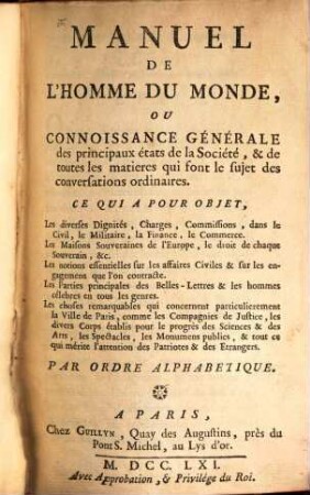 Manuel de l'homme du monde