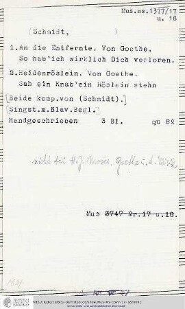 An die Entfernte / Heidenröslein