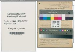 Entnazifizierung Anton Langmann , geb. 29.11.1897 (Arbeiter)
