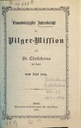Jahresbericht. 41. 1889 (1890)