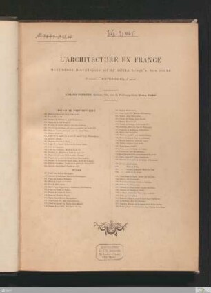 5. Volume: [L'architecture française] Band 5. Volume : monuments historiques du XIe siècle jusqu'à nos jours
