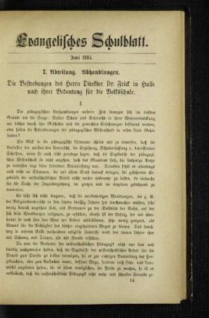 ¬Die¬ Bestrebungen des Herrn Direktor Dr. Frick in Halle nach ihrer Bedeutung für die Volksschule