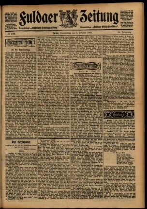 Erste Ausgabe vom Donnerstag, den 08. Oktober 1903.