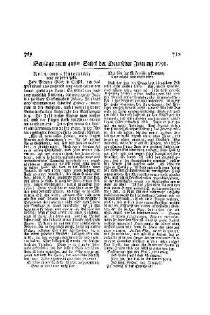 Beylage zum 42ten Stück der Deutschen Zeitung 1791