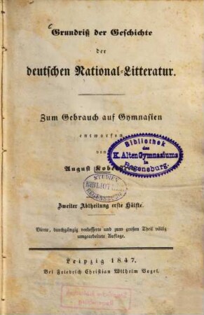 Grundriß der Geschichte der deutschen National-Litteratur, 2,[1]