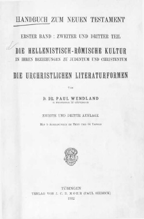 Die hellenistisch-römische Kultur in ihren Beziehungen zu Judentum und Christentum