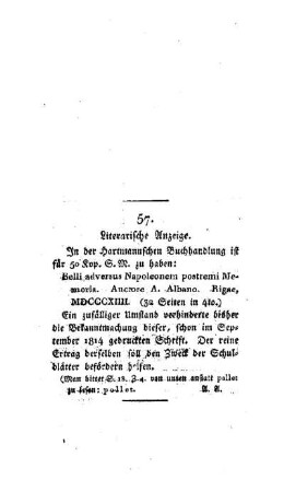 Literarische Anzeige : [57.]